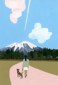 Köpek ve uçak bulutu ile yürümek by Hiroyuki Izutsu