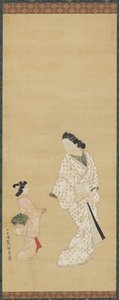 Yujo ve bir kız, 1688-1697. by Hishikawa Morofusa