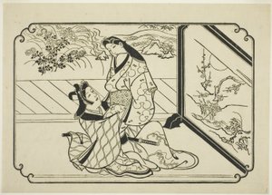 Ekranın arkasında by Hishikawa Moronobu