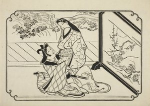 Ekranın Arkası, c.1673-81 by Hishikawa Moronobu