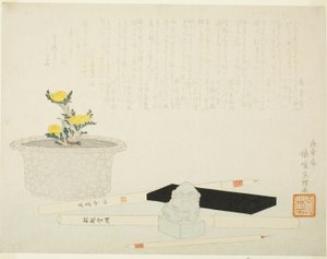 Yazma aletleri olan saksı adonis by Hishikawa Sori III