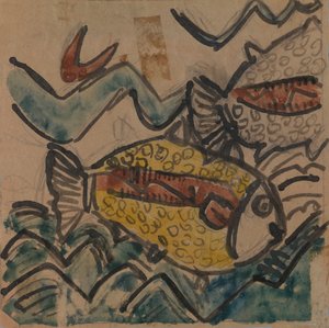 Seramik Tabak için Balık Tasarımı, yakl. 1930-1939. by Holcha Krake