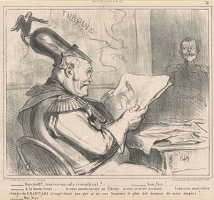 "-Ouriskoff!...bunu benzer buluyor musunuz?" Haberlerden by Honoré Daumier