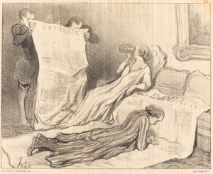Gazetelerini teslim alan aboneler... by Honoré Daumier