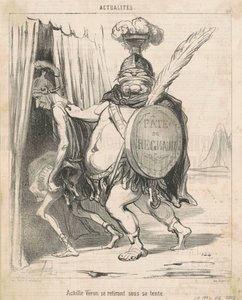 Achille Vèron çadırına çekilirken by Honoré Daumier