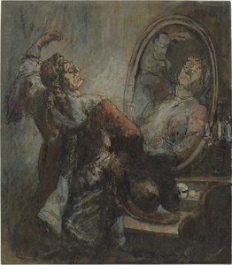Aynanın Önünde Poz Veren Aktör by Honoré Daumier