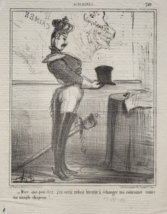 Gerçekler (No. 249): Yakında tacımı basit bir şapkayla değiştirmeye mahkûm olacağımı söylüyorlar! by Honoré Daumier