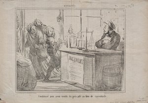 Gerçekler (No. 252): Nemli esmer şeker yerine bir yığın kum sattığı için mahkum edildi by Honoré Daumier