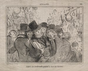 Gerçekler (No. 260): Biblolar için bir pazar sırasında bulvarların görünümü by Honoré Daumier