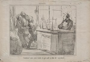 Gerçekler No. 252: Nemli esmer şeker yerine bir yığın kum sattığı için mahkum edildi, 1855. by Honoré Daumier