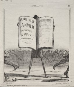 Gerçekler No. 41: Kollarımda seçmenler!..., 1869. by Honoré Daumier