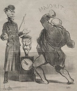 Gerçekler levhası 183: Gücünü denemek, 1851. by Honoré Daumier