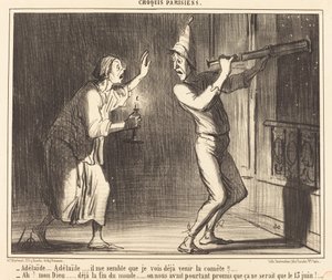 Adelaide...Adelaide...bana öyle geliyor ki kuyruklu yıldızın geldiğini şimdiden görebiliyorum!!... by Honoré Daumier