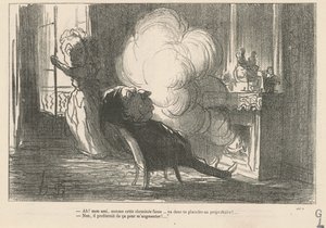 Ah! ... Bu baca duman çıkarırken ... by Honoré Daumier