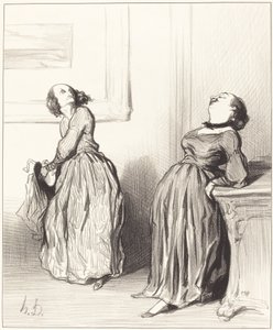 Ah, son romanımın pek de... by Honoré Daumier