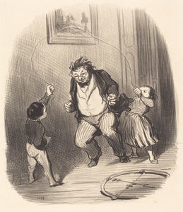 Hadi baba... daha... otuz iki tur!... by Honoré Daumier