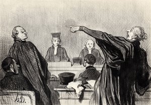 Belli ki tamamen ikna olmuş bir avukat... Les gens de Justice, 1845 Serisinden by Honoré Daumier