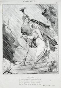 Antik Tarih levhası 15: Aeneas ve Dido, 1842. by Honoré Daumier
