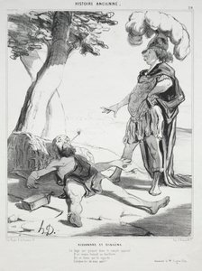 Antik Tarih, levha 20: İskender ve Diogenes by Honoré Daumier