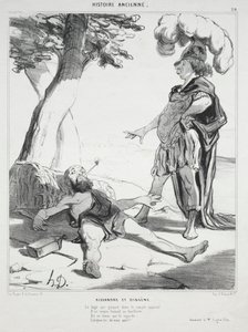 Antik Tarih, levha 20: İskender ve Diogenes, 14 Ağustos 1842. by Honoré Daumier
