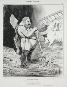 Antik Tarih, levha 26: Augeas Ahırı, 25 Eylül 1842. by Honoré Daumier