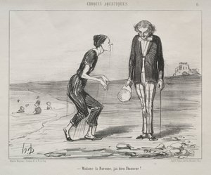 Su Eskizleri, levha 8: Madam la Baronne, benim için onurdur... by Honoré Daumier