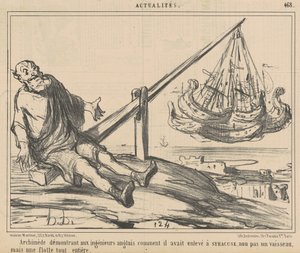 İngiliz mühendislere gösteren Arşimet... by Honoré Daumier