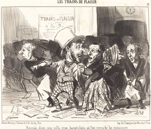 Fazla misafirperver bir şehre varış... by Honoré Daumier