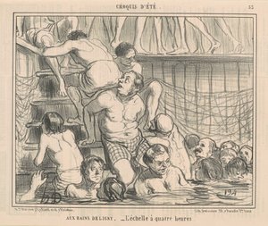 Deligny banyolarında by Honoré Daumier