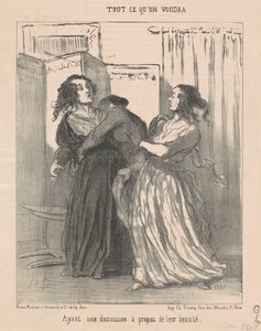 Güzellikleri hakkında bir tartışma yapmak by Honoré Daumier