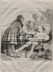 Caricaturana, levha 72: Koliği Tedavi Etmek İçin Tarif, 14 Ocak 1838. by Honoré Daumier