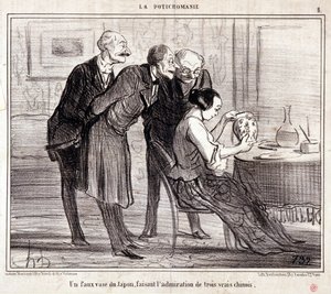 Sanat koleksiyoncuları hakkında karikatür. Seri “” Potichomania””: “” Üç Çinliye hayran olan Japonya