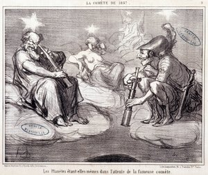 Bilim hakkında karikatür. Serie Sur “” 1857 Kuyruklu Yıldızı””: “” Gezegenlerin kendileri ünlü kuyruklu yıldızı bekliyor”””. Honore DAUMIER (1808-1879), 25 Mart by Honoré Daumier