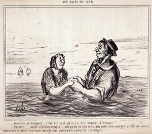 Tatildeki turistler hakkında çizgi film. Serie “” aux Bains de Mer””: “” Mösyö le bathneur... Dieppe