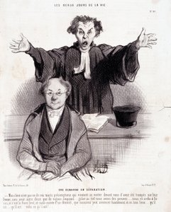 Boşanmalarla ilgili karikatür: Dizi “”Hayatın Güzel Günleri””: “”Ayrılık Talebi...””. Honore DAUMIER (1808-1879) tarafından yapılan gravür. 29 Ocak “Le Charivari” gazetesinden alıntı by Honoré Daumier