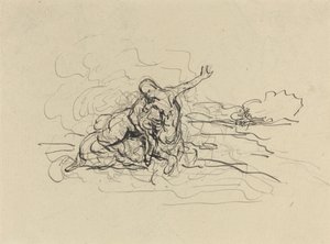 Bir Kadını Taşıyan Centaur by Honoré Daumier