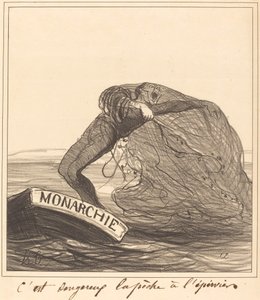 Tehlikeli, ağla balık avı by Honoré Daumier