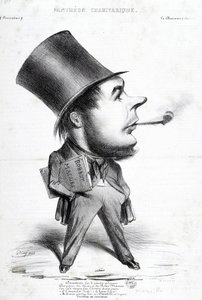 Charivaric Pantheon: Honore Daumier (1808-1879), Fransız oymacı, ressam ve heykeltıraş tarafından karikatür. “” Le Charivari” de gravür. Karartma: 32x22cm. Arbaud Müzesi. by Honoré Daumier