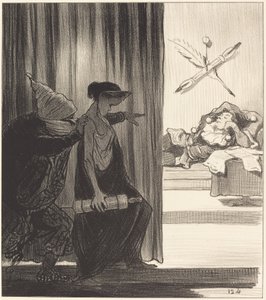 Mimi Véron tarafından itilen Clytemnestra... by Honoré Daumier