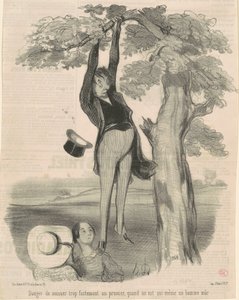 Çok kuvvetli sallanma tehlikesi... Bir erik ağacı by Honoré Daumier