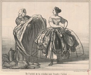 Hibeyi dolandırmak için kabarık etek kullanışlılığı hakkında by Honoré Daumier