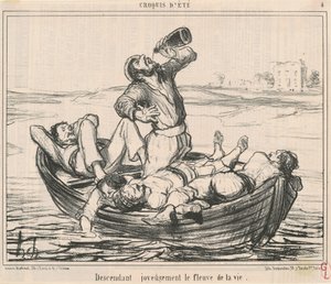 Hayat nehrinden sevinçle inerken by Honoré Daumier