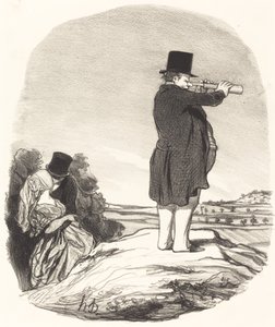 Karımı söyle... Hiçbir şey görmüyorum! by Honoré Daumier