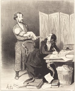 Öyleyse daha ileri götürün... çalışması imkansız... by Honoré Daumier