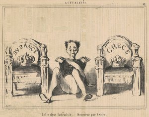 Yerdeki bey iki koltuk arasında by Honoré Daumier