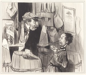 Yurttaş bakkalı, saf ve lekesiz savaşçı... by Honoré Daumier