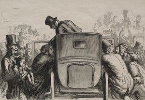 Evrensel Sergi: Letranger, oteline dönmek için tüm olanakları bulur. by Honoré Daumier