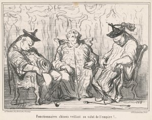 Yetkililer ... imparatorluğun kurtuluşunu izliyor! ... by Honoré Daumier