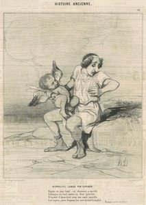 Aşk tanrısı tarafından beslenen Hippolyte by Honoré Daumier