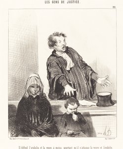 Yetimi ve dul kadını korur, tabii... by Honoré Daumier